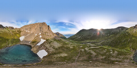 Alpine lake at the end of alls Creek Trail on a summer evening