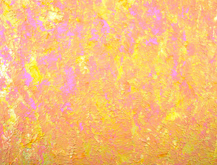Abstract painting background. Acrylic yellow, gold, purple pink color painted on canvas. Handmade, hand drawn. Flat lay, overlay, artwork, display, texture concept. Modern, contemporary art. Original.