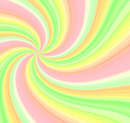 abstract background with rays in yellow, orange, green and red emanating from the center and swirl