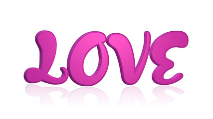3D Rendering of Word Love Isolaed on White Background.