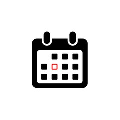 Calendar icon and red circle. Mark the date, holiday, important day concepts. Vector on isolated white background. EPS 10