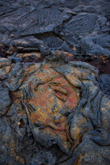 Diseños de lava. Ecuador. Parque Nacional de las Islas Galapagos.