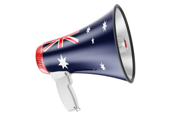 Megaphone with Australian flag, 3D rendering