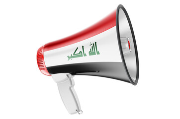 Megaphone with Iraqi flag, 3D rendering