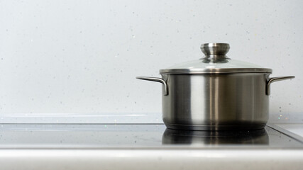 stainless pot on the stove