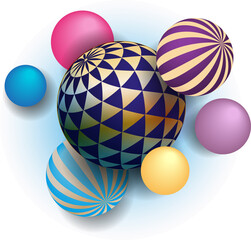 Abstract balls on white background. Balls with pattern