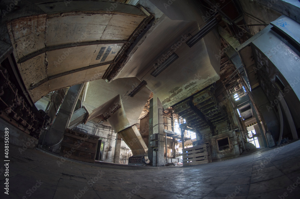 Wall mural abandoned boiler room