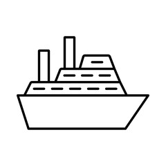 Cruise ship line icon on white background, vector illustration
