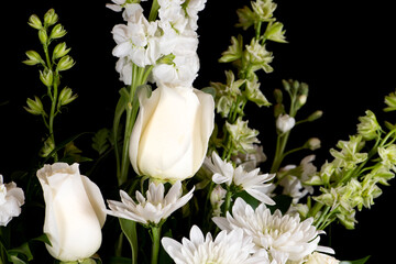 Beautiful bouquet of a variety of white flowers