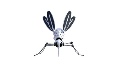 Technical mosquito robots, artificial intelligence created in different perspectives with 15 degrees each. High resolution image isolated on white background for your colagen clip art etc.