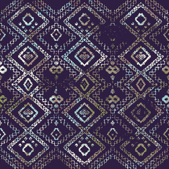 Geometric kilim ikat pattern with grunge texture
