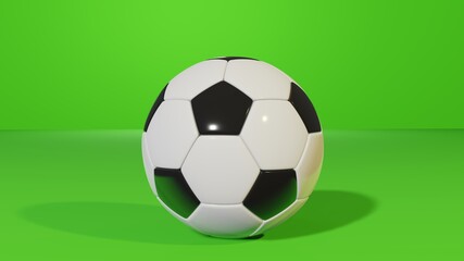 Soccer Ball Isolated Studio Shot with Green Background, 3D Rendering