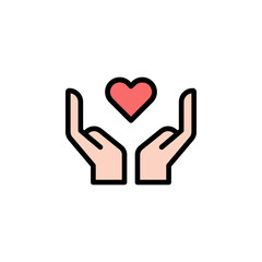 mothers day hands with heart outline icon. Element of mothers day illustration icon. Signs and symbols can be used for web, logo, mobile app, UI, UX