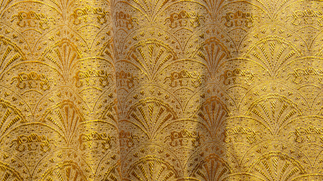 Gold Floral Ornament Brocade Textile Pattern