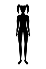 Vector, isolated, silhouette of a girl on a white isolated background