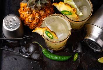 Margarita with pineapple and jalapeno