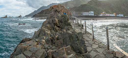 Tenerife, Canary Islands, Spain. Western coast view from Roque de las Bodegas, Anaga rural park