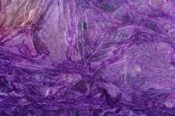 macro mineral stone Charoite on a white background