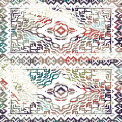  Geometric kilim ikat pattern with grunge texture
