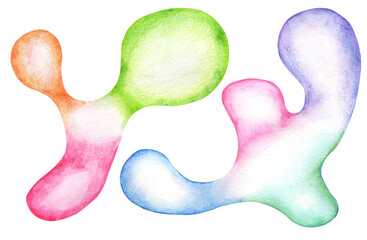 Abstract watercolor illustration. Liquid forms in pastel colors
