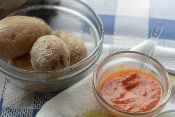Wrinkled potatoes called papas arrugadas is a typical dish from Tenerife,Canary Islands, Spain
