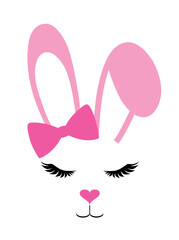 vector pink bunny with long lashes