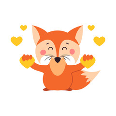 A fox. Orange fox. Fox can use a logo or badge.  illustration on white isolated background