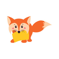 A fox. Orange fox. Fox can use a logo or badge.  illustration on white isolated background