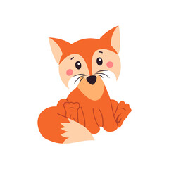 A fox. Orange fox. Fox can use a logo or badge.  illustration on white isolated background