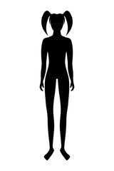 , isolated, silhouette of a girl on a white isolated background