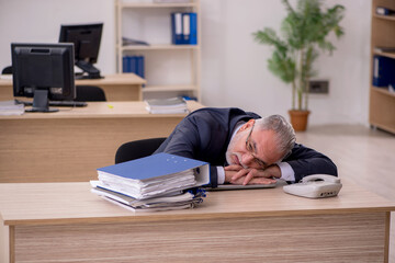 Aged businessman employee sitting in the office