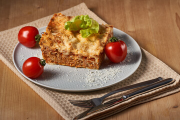 Lasagna served hot
