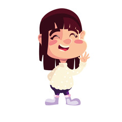 cute little girl with sweater and boots cartoon, icon isolated image