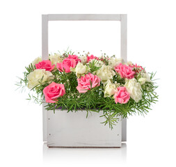 Bouquet of pink and white roses