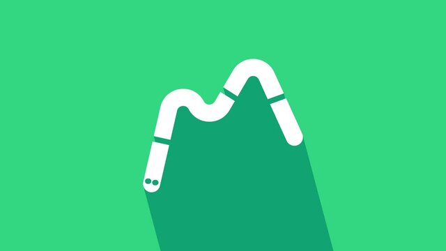 White Jelly worms candy icon isolated on green background. 4K Video motion graphic animation