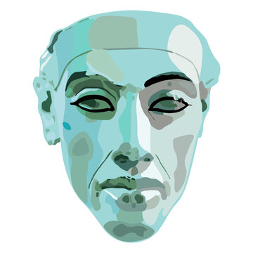 Monochrome portrait head of ancient Egyptian pharaoh Aknenaten or Echnaton. 