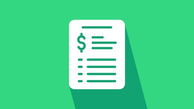 White Grooming salon price list icon isolated on green background. 4K Video motion graphic animation