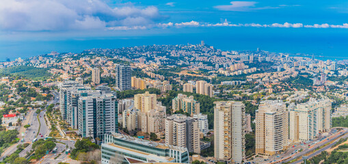 Teh Cityscape of Haifa At Day,  The Israel Cities, Aerial View, Israel