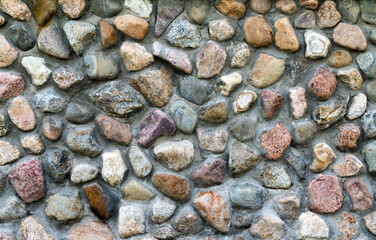 Fence built from wood. Stone Wall Gray Background