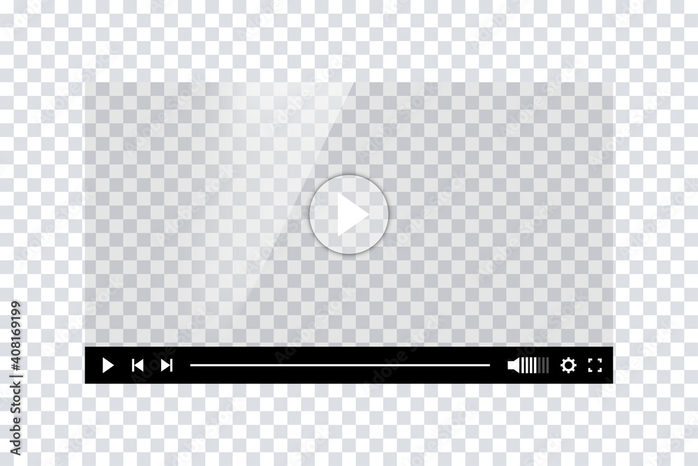 Poster video player template interface. blank mockup video player web ui design. stock vector.