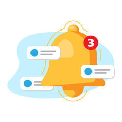 bell and bubble notification, enable push notifications concept illustration flat design vector eps10. simple and modern style graphic element for landing page, empty state ui, infographic, etc