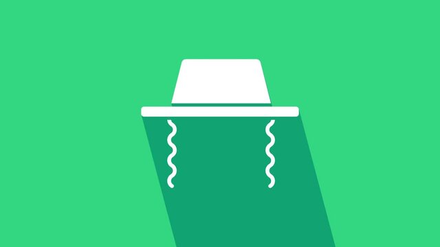 White Orthodox jewish hat with sidelocks icon isolated on green background. Jewish men in the traditional clothing. Judaism symbols. 4K Video motion graphic animation