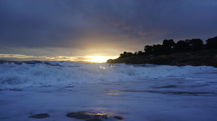 Obraz premium sunset over the winter Mediterranean sea