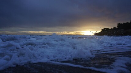 Obraz premium sunset over the winter Mediterranean sea