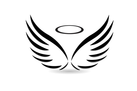 Angel Wings Symbol Of Faith Religion Christianity Catholic People Believe In God Icon Logo Vector Image