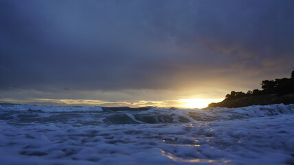 Fototapeta premium sunset over the winter Mediterranean sea