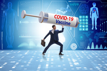Businessman in covid-19 coronavirus vaccination concept