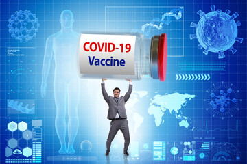 Businessman in covid-19 coronavirus vaccination concept