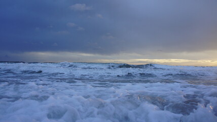 stormy sunset over the winter Mediterranean sea