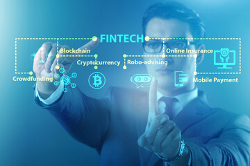 Businessman in financial technology fintech concept